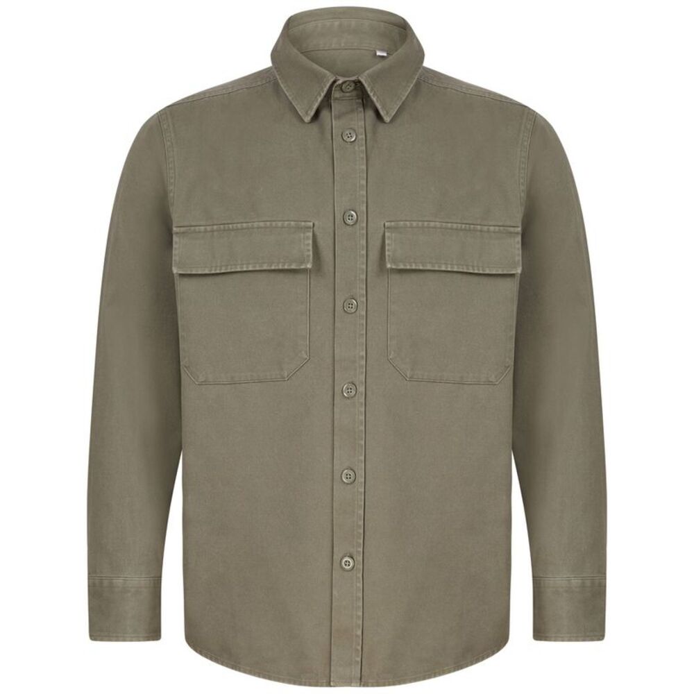 Front Row Unisex Adult Cotton Drill Overshirt / Khaki